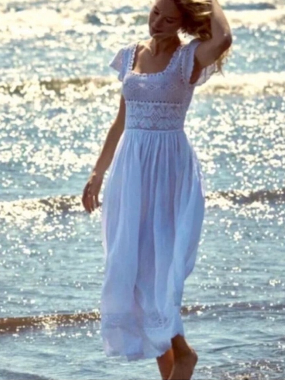 NWT $550 Gorgeous Dôen Modeira Maxi Dress Crocheted Size Large 100% Cotton